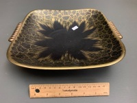 Large Mid Century Black and Gold Pottery Platter