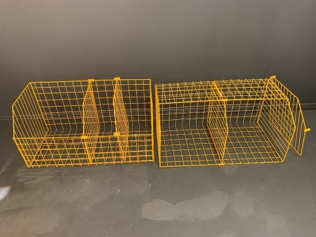 2 Large Yellow Wirework Cages