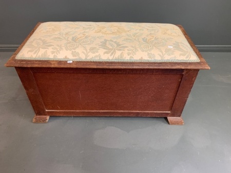 Vintage Silky Oak Framed Upholstered Glory Box