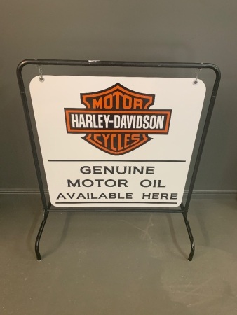 Harley Davidson Motor Oil Double Sided Stand Hung Forecourt Sign