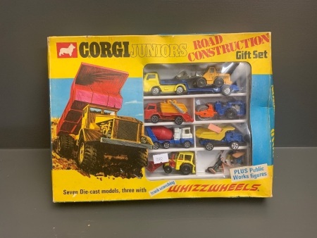 Vintage Boxed Corgi Juniors Road Construction Gift Set - Unused