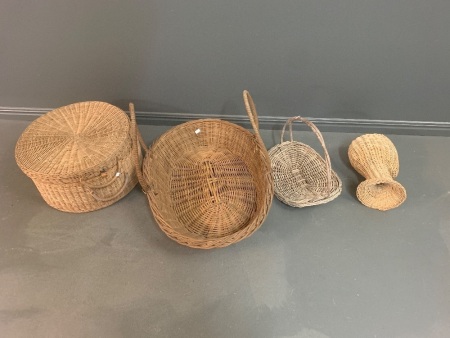 Asstd Lot of 4 Wicker Baskets