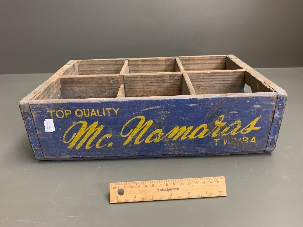 Original Vintage McNamara's Toowoomba 6 Bottle Timber Crate