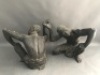 Unusual Table with 2 African Figures as the Base Holding the Top - App. 1650mm x 1020mm. Comes in 3 Pieces - Figures are Fibreglass - Some Damage to Table Top - 3