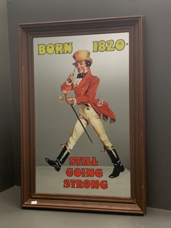 c1970's Vintage Johnnie Walker Framed Pub Mirror