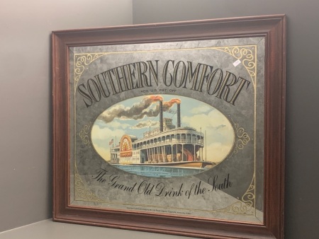 c1980's Vintage Framed Southern Comfort Bar Mirror