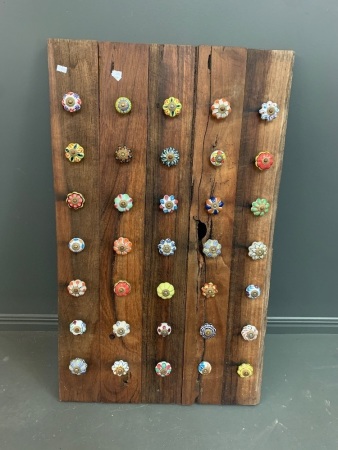 Hardwood Display Board with 35 Ceramic Handles