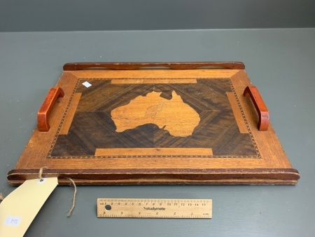 Vintage Australian Marquetry Serving Tray Dated 1948