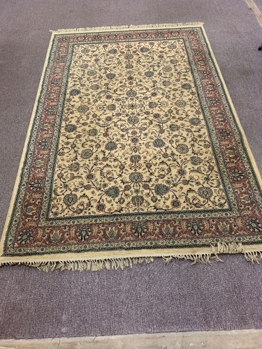 Large Turkish Machine Woven Rug with Kashan Design