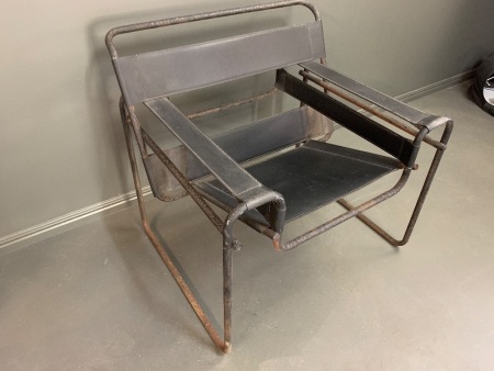 Vintage Reproduction Wassily Chair - Chrome and Leather - For Restoration