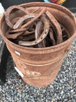 Large Tin of Old Horse Shoes