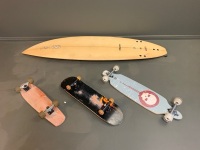 Vintage Dale Chapman Surfboard + 3 Skateboards - 2