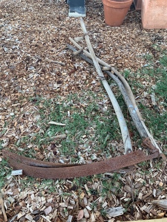 3 x Rustic Vintage Scythes - 1 Blade Missing