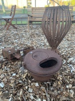 Small Antique Iron Stove, Seeder + Brazier