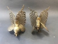 Pair of Vintage Brass fighting Cocks