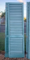 Pair of Large Blue Painted Louvre Doors