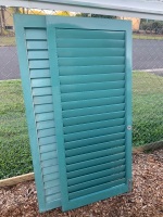 Pair of Blue Painted Louvre Doors