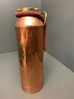 Antique Polished Brass and Copper Simplex Fire Extinguisher with Original Rubber Hose - 3