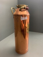 Antique Polished Brass and Copper Simplex Fire Extinguisher with Original Rubber Hose - 4