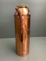 Antique Polished Brass and Copper Simplex Fire Extinguisher with Original Rubber Hose - 5