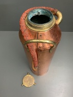 Antique Polished Brass and Copper Simplex Fire Extinguisher with Original Rubber Hose - 6