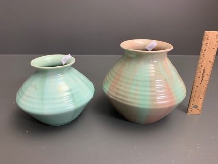 Pair of Vintage Graduated Conical Glazed Australian Vases