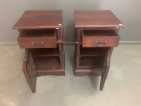 Pair of Contemporary Teak Bedside Cabinets withÂ  Iron Fittings - 2