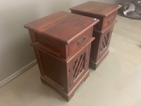 Pair of Contemporary Teak Bedside Cabinets withÂ  Iron Fittings - 4