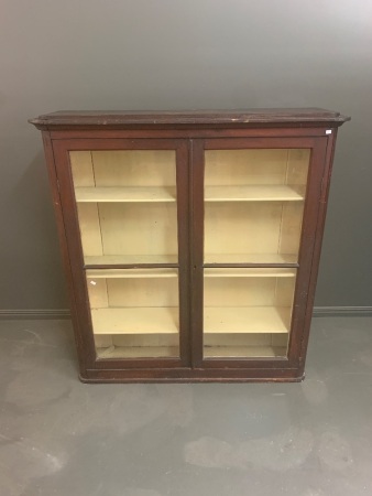 Antique Timber Display Cabinet with Adjustable Shelves