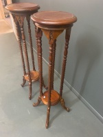 Pair of Contemporary Barley Twist Timber Plant Stands - 3