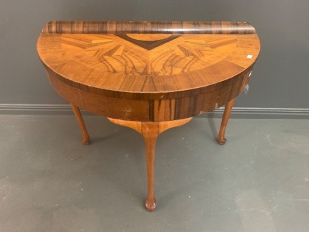 Vintage Demi Lune Marquetry Hall Table