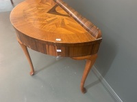 Vintage Demi Lune Marquetry Hall Table - 2