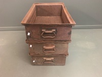 3 x Vintage Industrial Steel Drawers / Boxes - 4