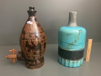 Large Glazed Stoneware Vase and Flagon - 2