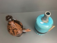 Large Glazed Stoneware Vase and Flagon - 5