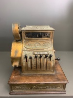 Rare NCR 188 Cash Register, Antique Bronze on Polished Oak Base, Lever Operated, c1905 Ohio