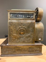 Rare NCR 188 Cash Register, Antique Bronze on Polished Oak Base, Lever Operated, c1905 Ohio - 4