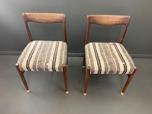 Pair of Mid Century Teak Upholstered Dining Chairs