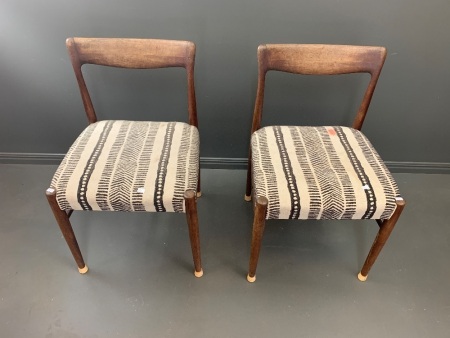 Pair of Mid Century Teak Upholstered Dining Chairs