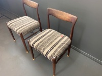 Pair of Mid Century Teak Upholstered Dining Chairs - 2