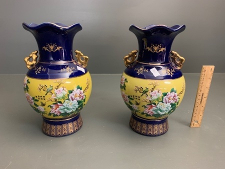 Pair of Contemporary Chinese Hand Painted Vases