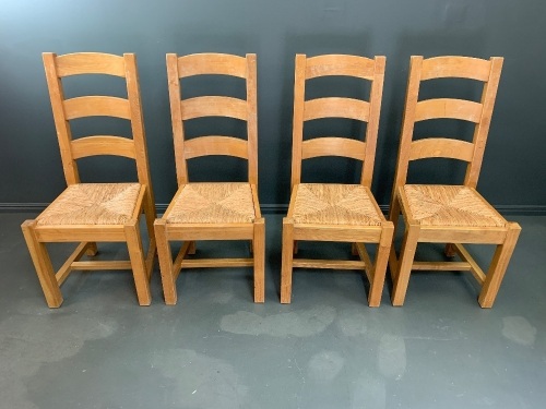 4 x Farmhouse Timber Rush Seated Chairs