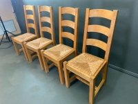 4 x Farmhouse Timber Rush Seated Chairs - 2