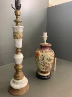 2 x Lamp Bases - 1 Chinese Porcelain - 1 Brass & Stone - For Rewiring - 3