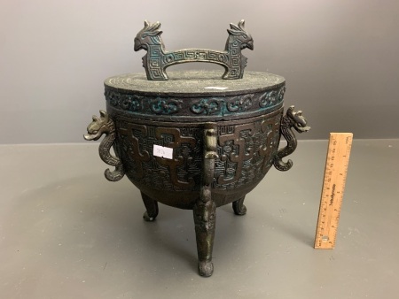 Contemporary Asian Bronzed Style Serving Pot