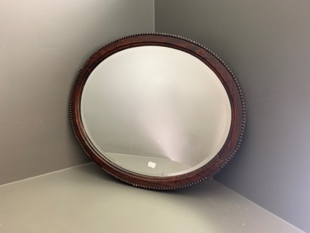 Vintage Timber Framed Oval Bevelled Mirror
