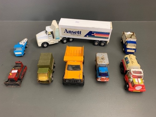 Asstd Box Lot of 8 Tin Toys inc. 2 Tonka, 2 Buddy Etc