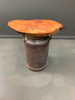 Vintage Cream Can Table with Tassie Huon Pine Top - 2