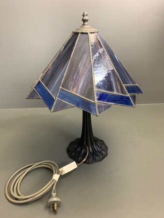 Leadlight Table Lamp with Cast Base