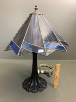 Leadlight Table Lamp with Cast Base - 2